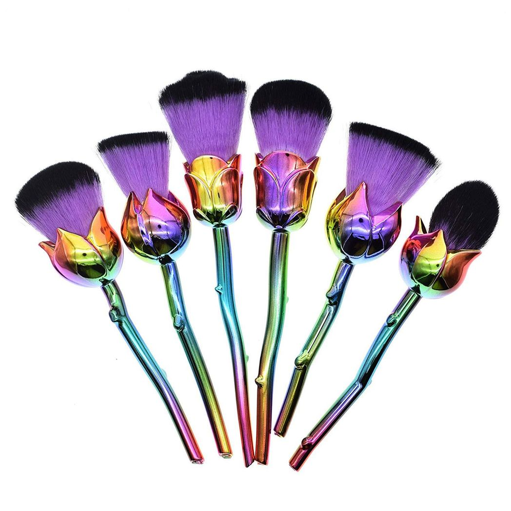 Beauty and the Beast-Inspired Rose Makeup Brushes with Glossy Handles