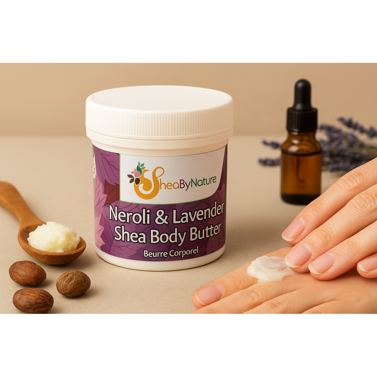 Sheabynature Neroli and Lavender Body Butter with Unrefined Shea Butter, 100% Natural Oils -250g Tub -