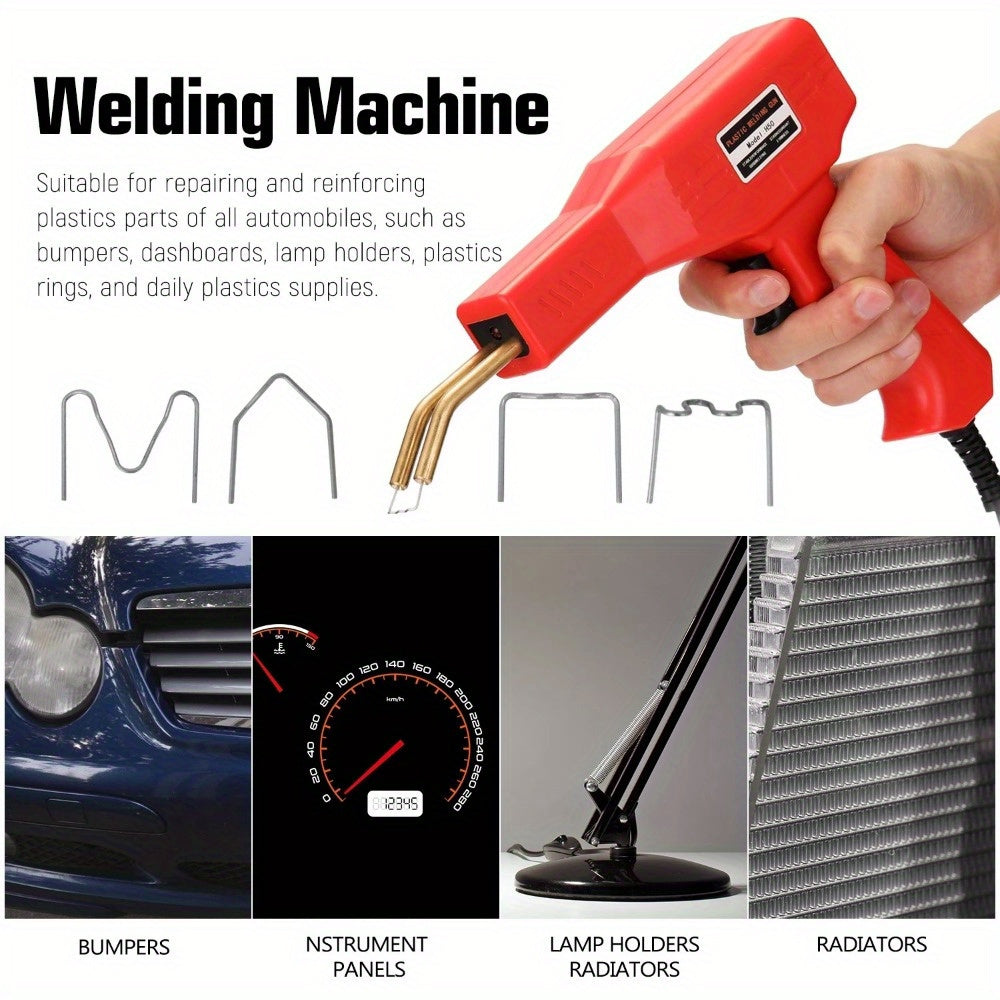 Upgraded Plastic Welding Machine Kit, Hot Stapler Welding Machine Car Bumper Repair Kit, 2-in-1 Plastic Welding Machine Welding Gun with Welding Rod and Staples, Used for Bumper/Kayak/Plastic Product