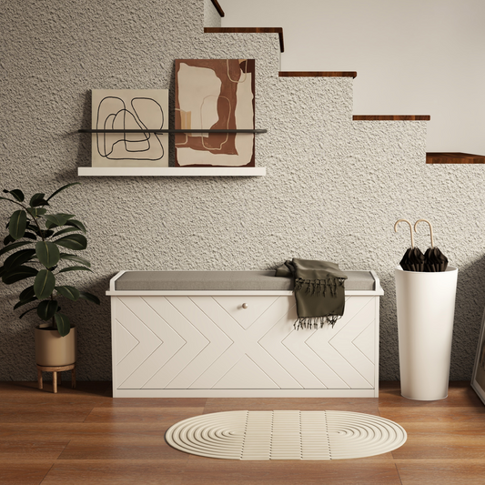 HOMCOM Shoe Bench with Flip Drawer, Cushion, 10 Pairs for Entryway White