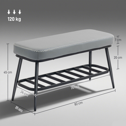 Leather Shoe Storage Bench