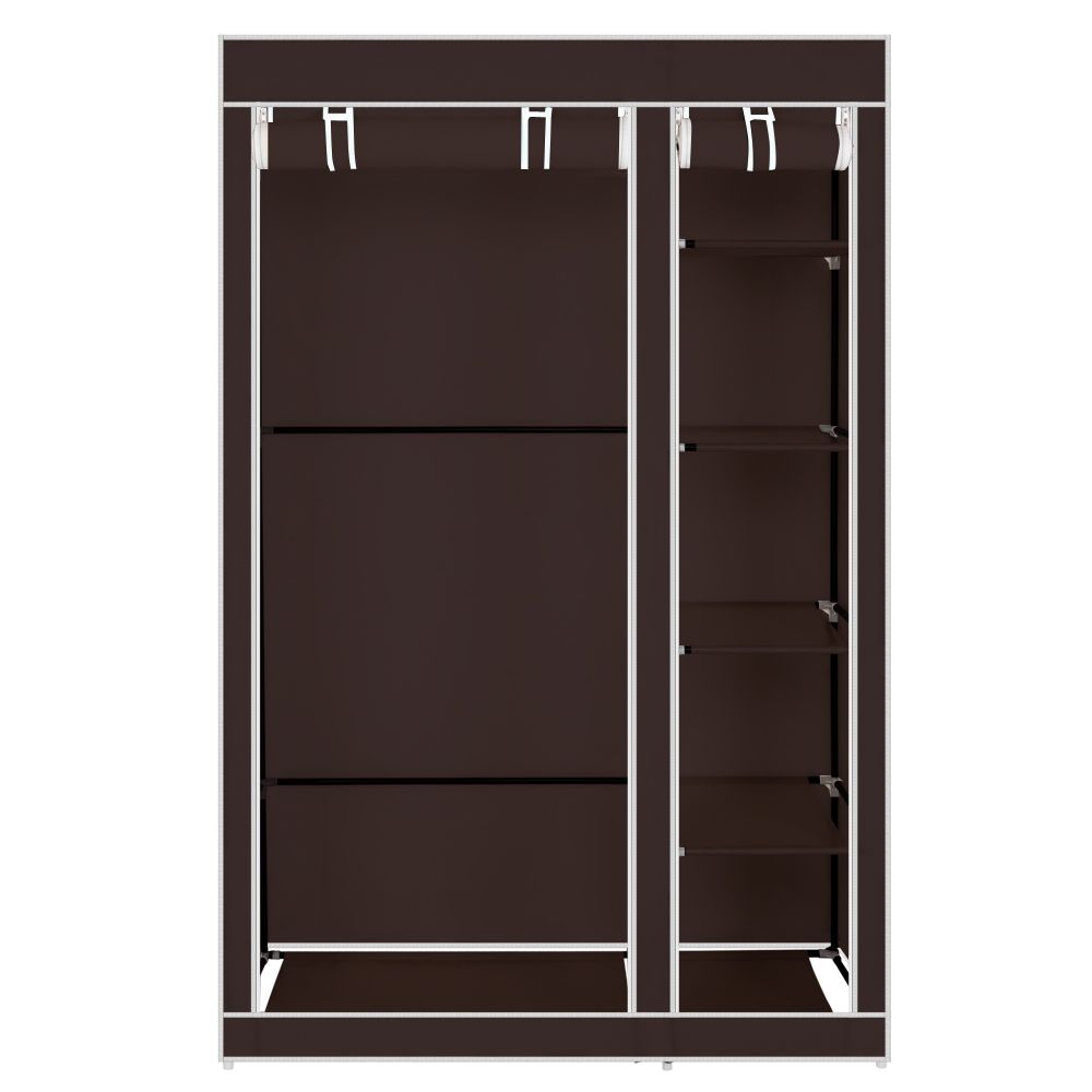 67" Portable Clothes Closet Wardrobe with Non-woven Fabric and Hanging Rod Quick and Easy to Assemble Dark Brown