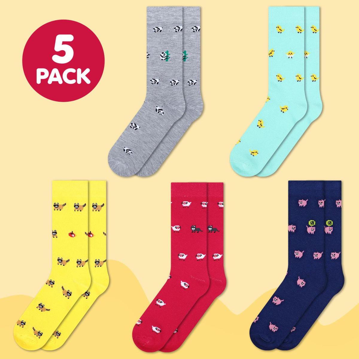 VINSANI ANIMAL SOCKS 5pk 1010419