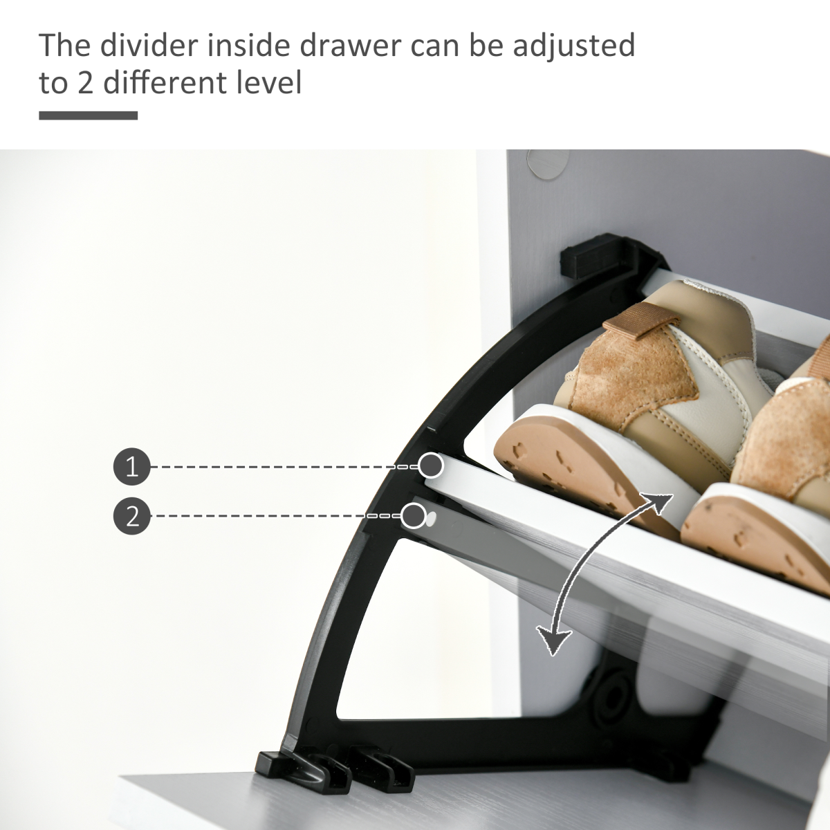 Shoe Cabinet 4 Drawers Storage with Flip Doors Shelves for 18 Pairs White