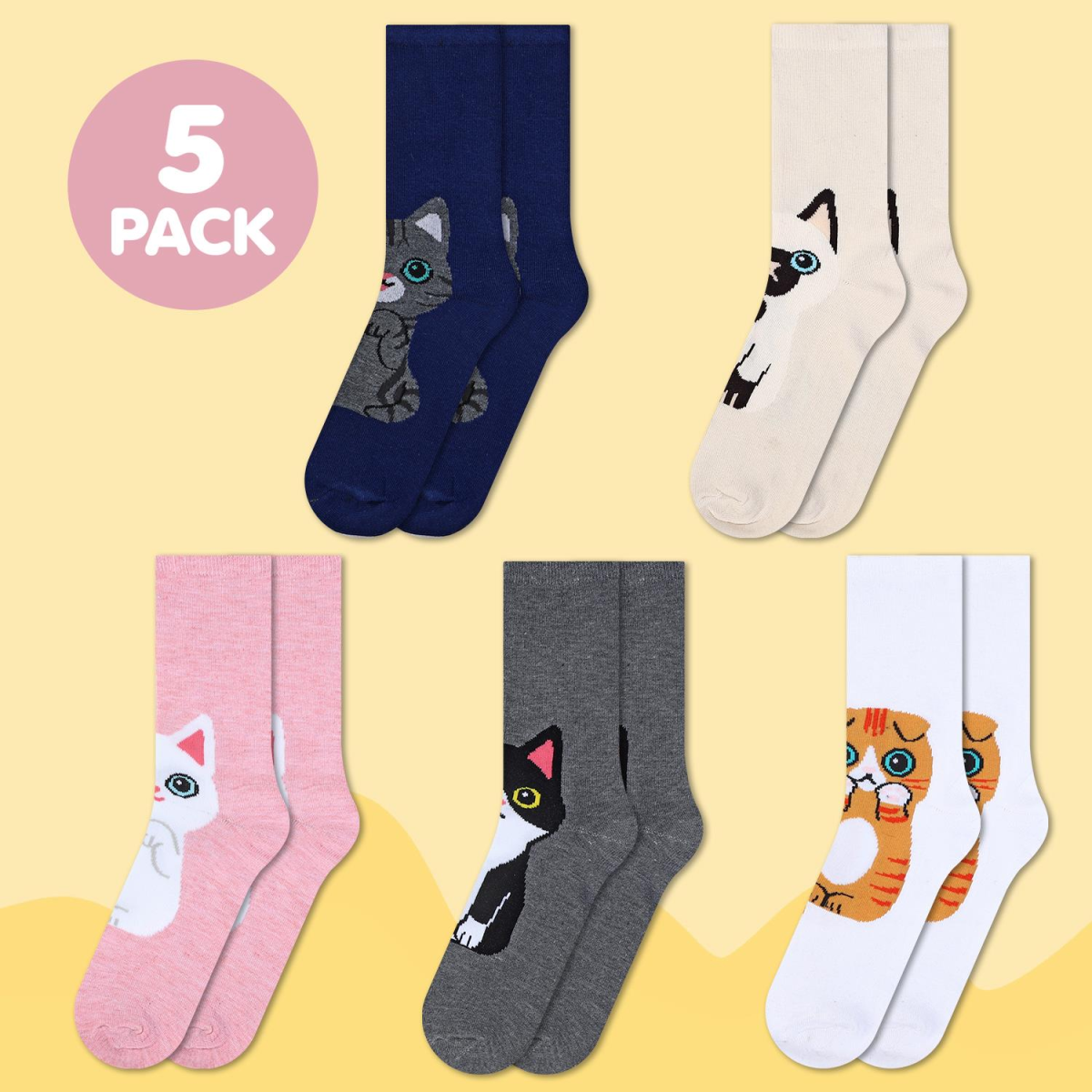 VINSANI KITTY SOCKS 5pk 1010418