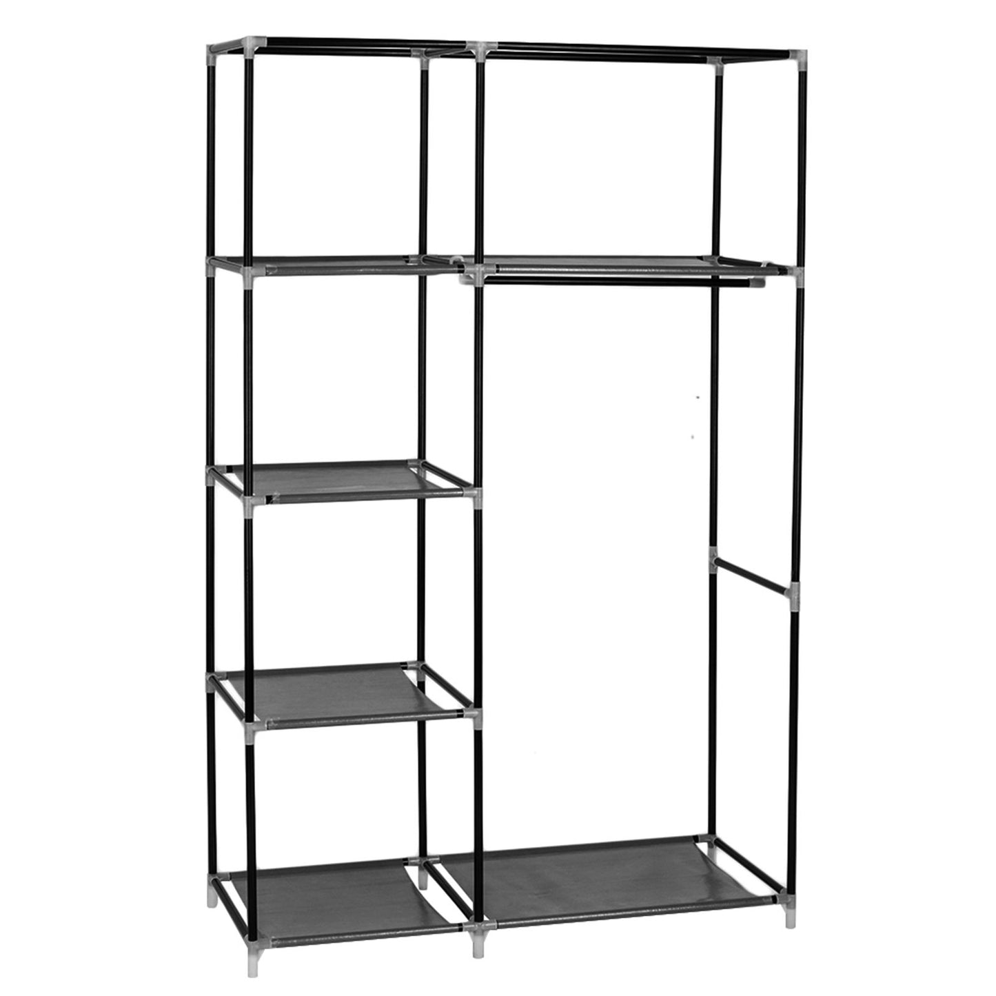 64" Portable Closet Storage Organizer Wardrobe Clothes Rack with Shelves Black