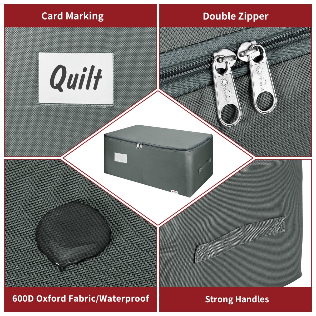 VINSANI 3PK STORAGE BAGS MEDIUM DGREY 1010291