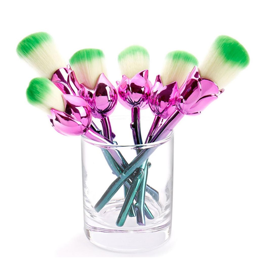 Beauty and the Beast-Inspired Rose Makeup Brushes with Glossy Handles