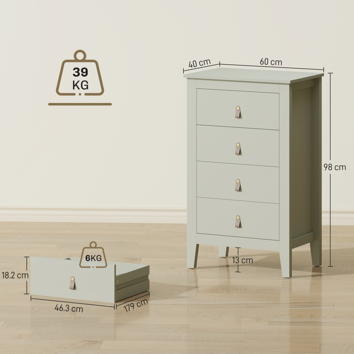 Three drawer shoe cabinet