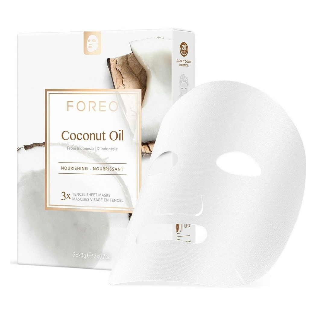 FOREO Sheet Mask with Coconut Oil Extracts Farm To Face Moisture-Boosting, 3 Pcs