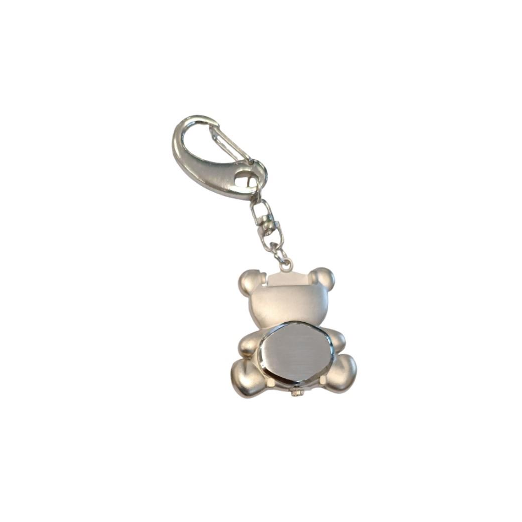 Imperial Key Chain Clock Teddy Silver IMP720- CLEARANCE NEEDS RE-BATTERY