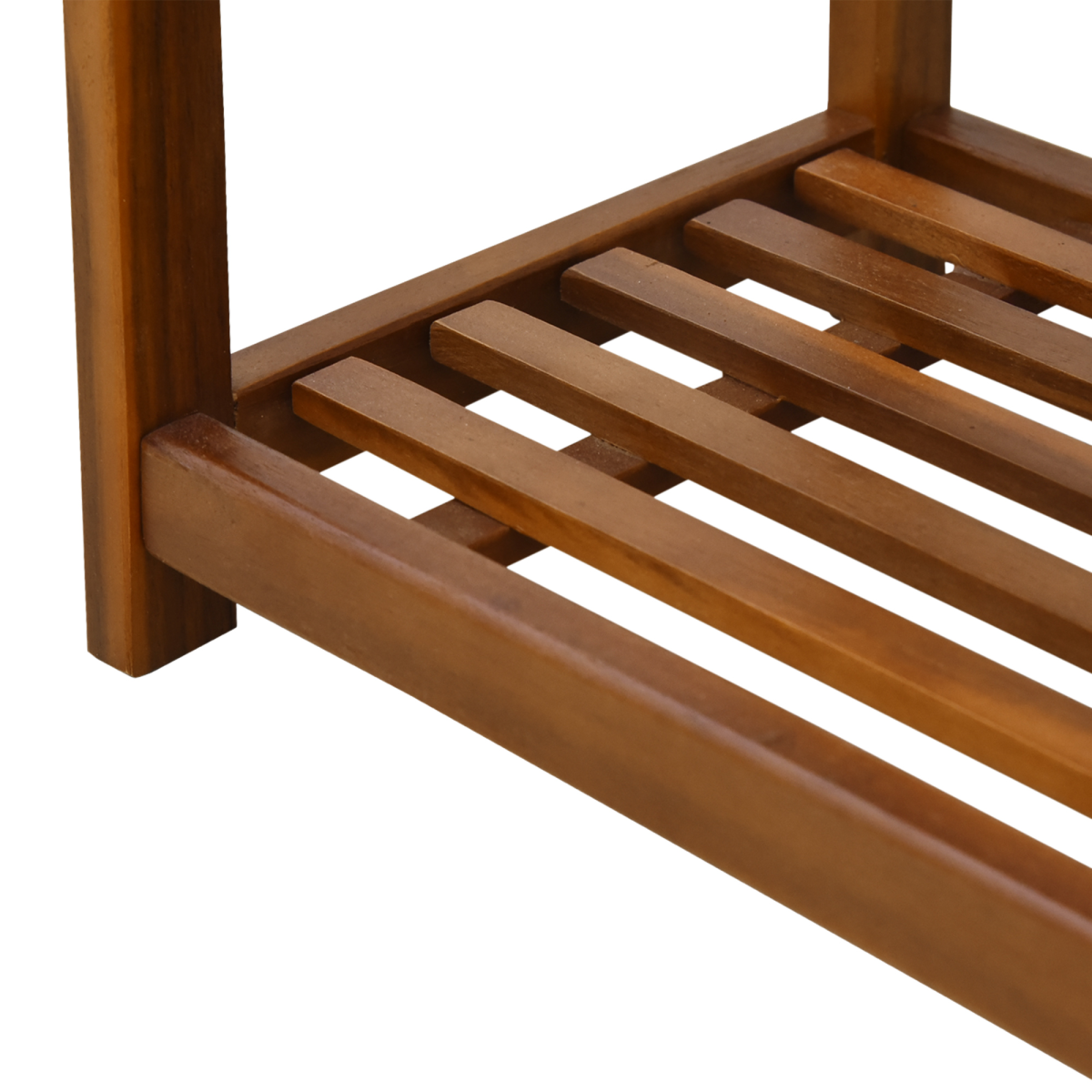 3-Tier Shoe Rack, Acacia Wooden2 Hangers, Holds up to 12 Pairs,