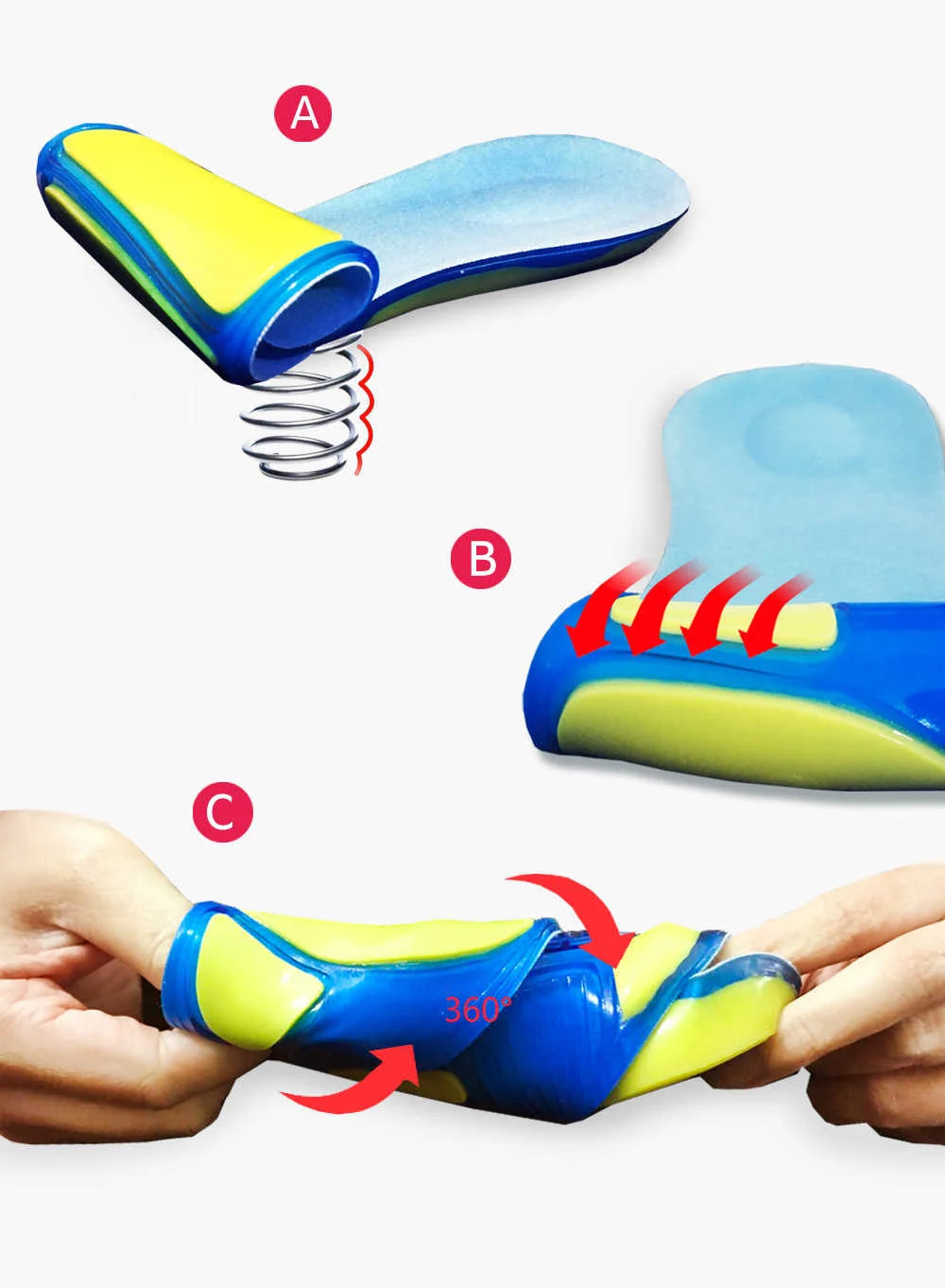 Silicon Gel Insoles Foot Care For Plantar Fasciitis Heel Spur Running Sport Insoles Shock Absorption Pads Arch Orthopedic Insole