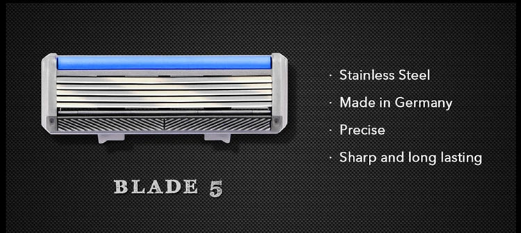 Qshave Black Spider Man Manual Shaving Razor Germany X5 Blade with Trimmer Blade, 4 & 8 &16 Cartridges Choice