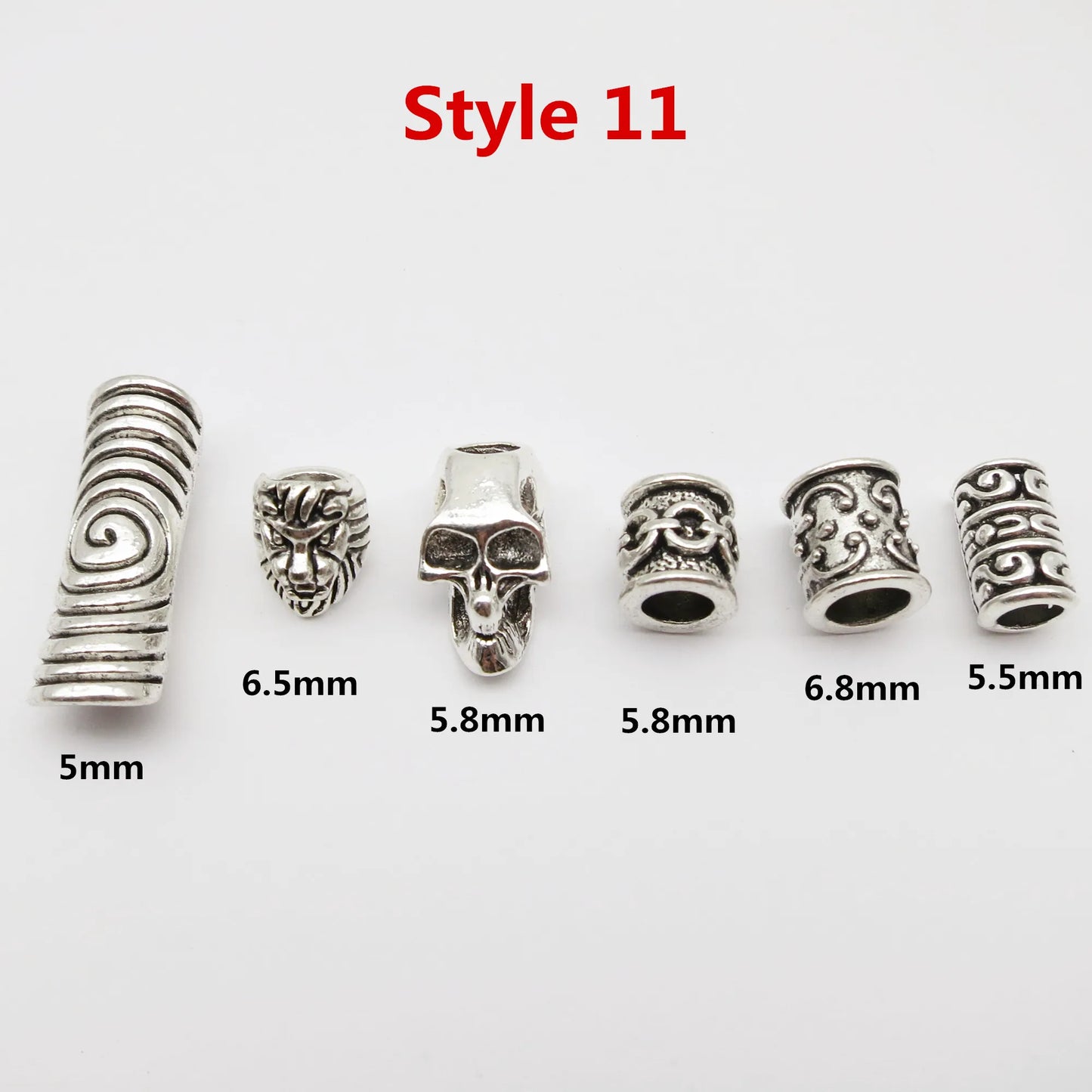 6Pcs/Pack mix Bronze Viking Rune hair braid dread beard dreadlock beads rings tube for hair accessories