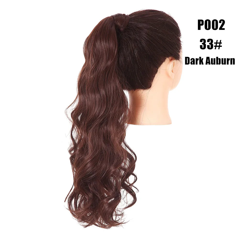 Synthetic Clip in Ponytail Hair Extension Wig Straight Kinky Curly Long Wrap Around Fake Pony Tail Blonde False Afro Hairpiece
