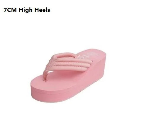 Women Fashion Summer Chunky Sole Wedges Heels Flip Flops Casual Shoes New Arrival Waterproof Taiwan Slippers Sexy Lady Sandals