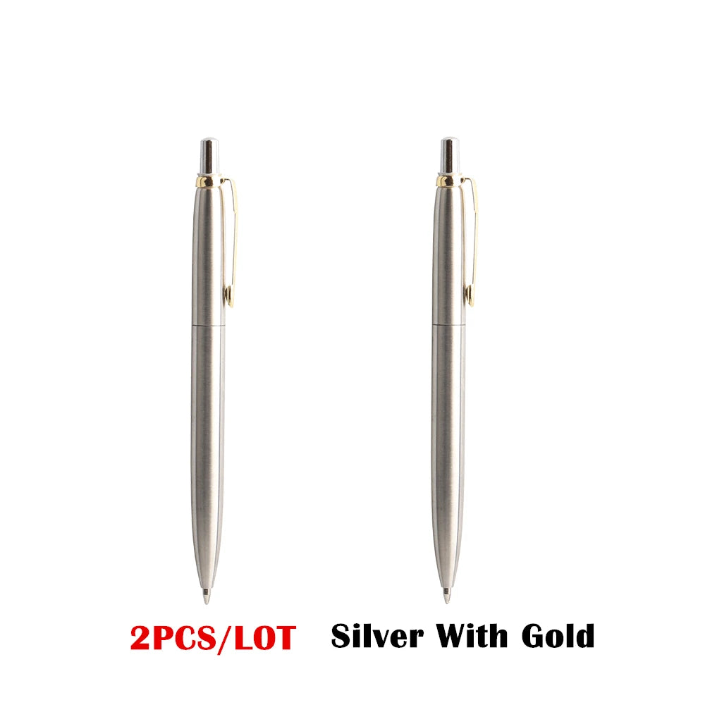 2/6/10/PCS GENKKY Ballpoint Pen Metal Materiall Press Style Ball Pens For School Office Writing Point 0.7mm Ink Color Black Blue