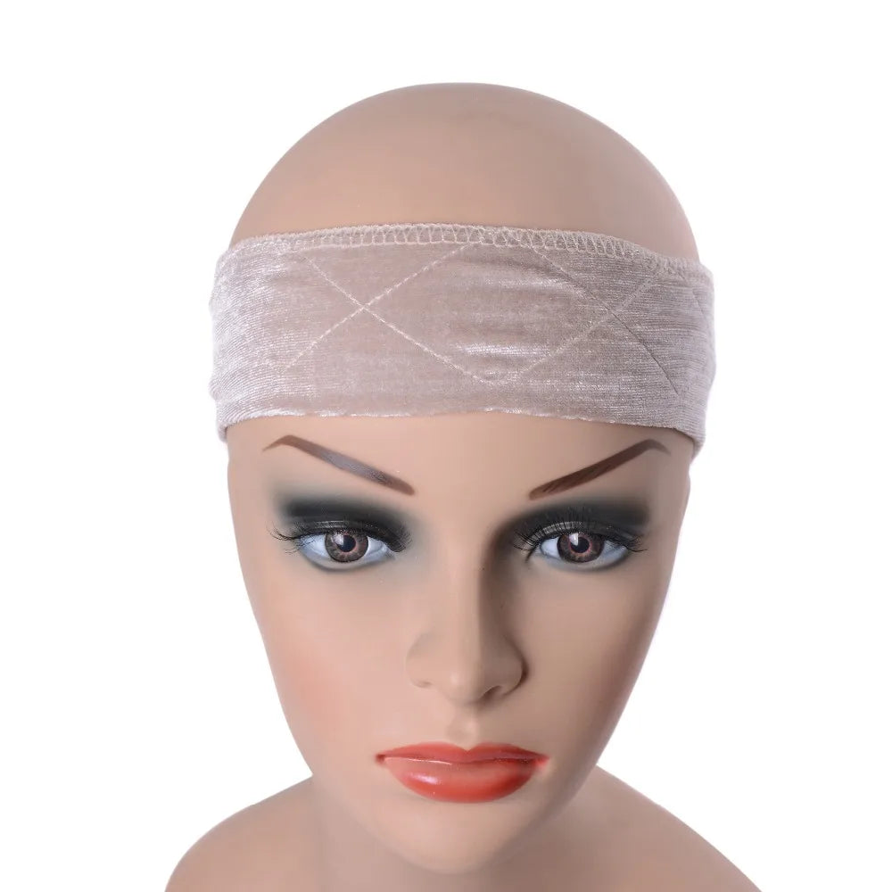 Flexible Velvet Wig Grip Scarf Comfort Head Band Adjustable Fastern Wig Beige , Dark Brown ,Brown, Black