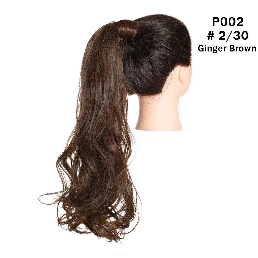 Synthetic Clip in Ponytail Hair Extension Wig Straight Kinky Curly Long Wrap Around Fake Pony Tail Blonde False Afro Hairpiece