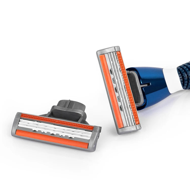 QShave Men Shaving Razor, 1 Handle & 10 Cartridges (9pcs X3 Blade, 1pc X5 Blade)