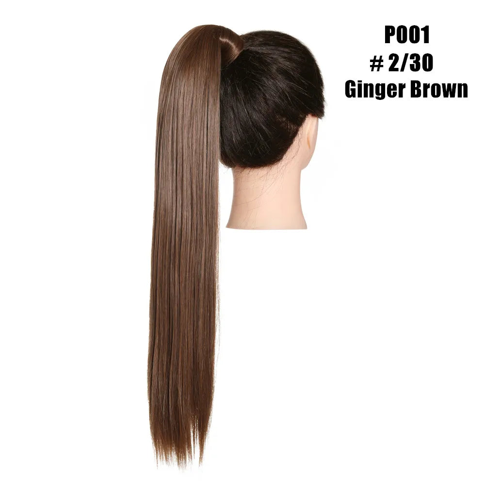 Synthetic Clip in Ponytail Hair Extension Wig Straight Kinky Curly Long Wrap Around Fake Pony Tail Blonde False Afro Hairpiece