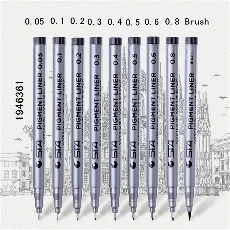 Waterproof STA Art Markers brush pen office student School Painting Line Drawing Black fine sketch Pens art supplies