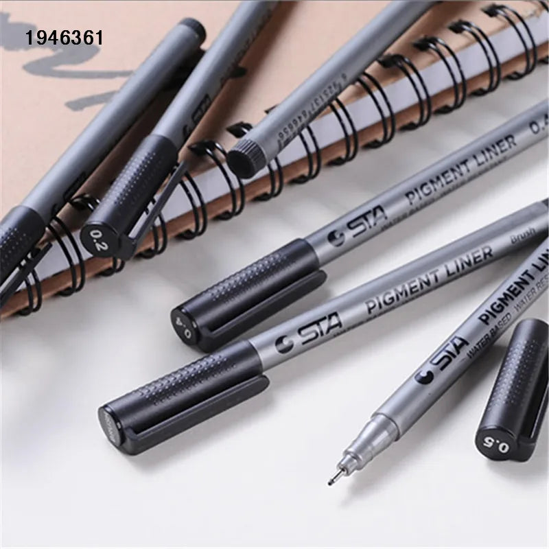 Waterproof STA Art Markers brush pen office student School Painting Line Drawing Black fine sketch Pens art supplies