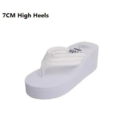 Women Fashion Summer Chunky Sole Wedges Heels Flip Flops Casual Shoes New Arrival Waterproof Taiwan Slippers Sexy Lady Sandals