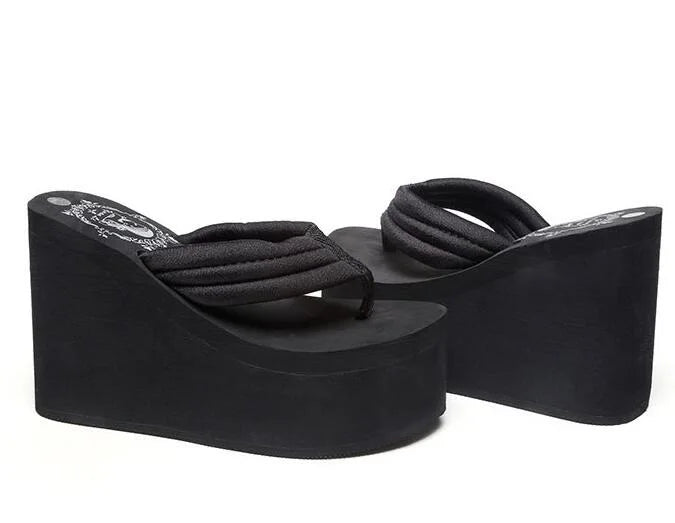 Women Fashion Summer Chunky Sole Wedges Heels Flip Flops Casual Shoes New Arrival Waterproof Taiwan Slippers Sexy Lady Sandals
