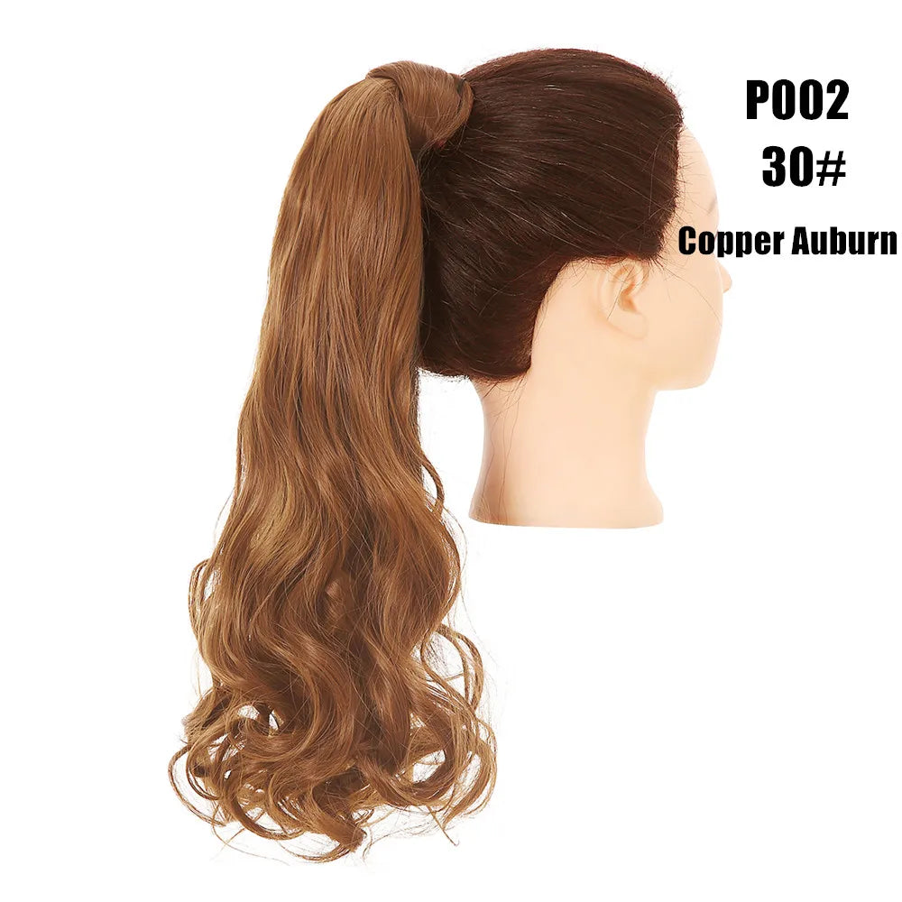 Synthetic Clip in Ponytail Hair Extension Wig Straight Kinky Curly Long Wrap Around Fake Pony Tail Blonde False Afro Hairpiece
