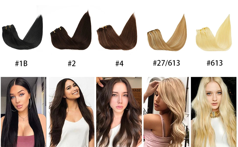 Doreen Full Head Brazilian Machine Remy Clip in Hair Extensions Human Hair 100% Real Natural Hairpiece Clips On 120G 14 To 22