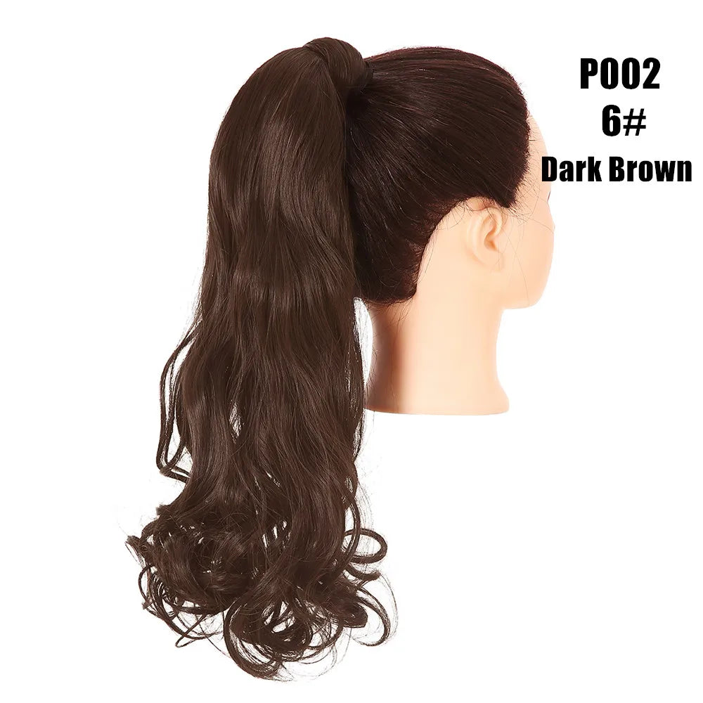 Synthetic Clip in Ponytail Hair Extension Wig Straight Kinky Curly Long Wrap Around Fake Pony Tail Blonde False Afro Hairpiece