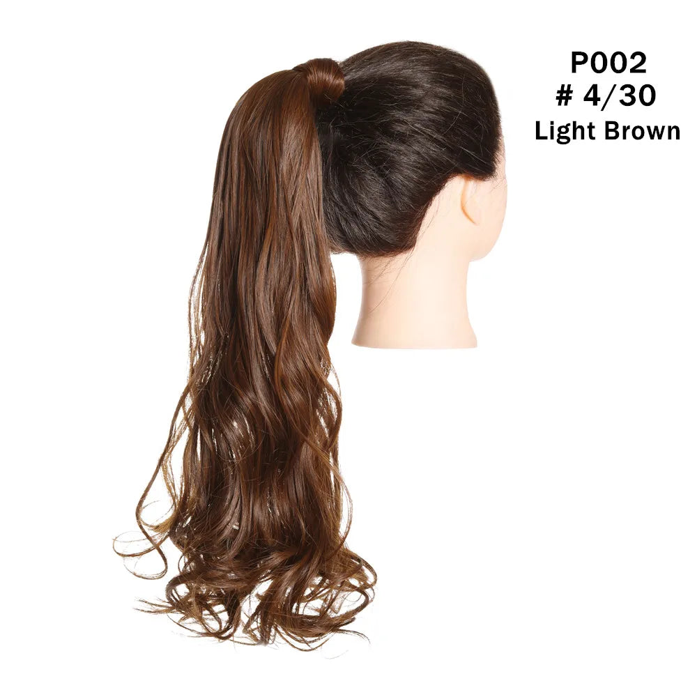 Synthetic Clip in Ponytail Hair Extension Wig Straight Kinky Curly Long Wrap Around Fake Pony Tail Blonde False Afro Hairpiece
