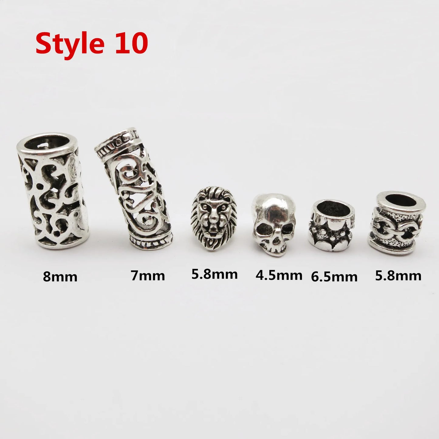 6Pcs/Pack mix Bronze Viking Rune hair braid dread beard dreadlock beads rings tube for hair accessories