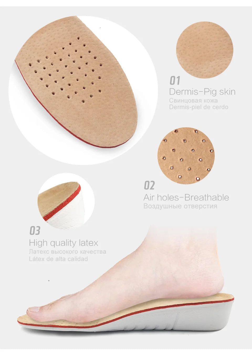 KOTLIKOFF Height Increase Insoles For Growth 1.5/2.5/3.5cm Invisible Height Lift Insole Inner Shoes Sole Heel Heightening Insert