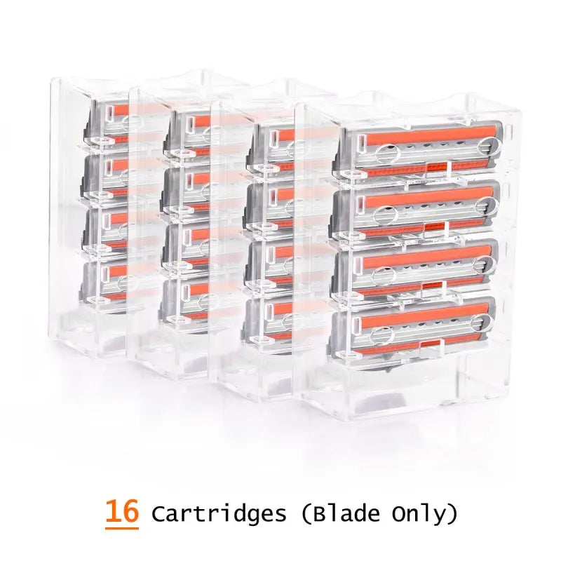 QShave Orange Series 3 Layer Razor Blade Refill Men Manual Shaving X3 Blade 4 Cartridges can choose IT 8 and 16 Cartridges