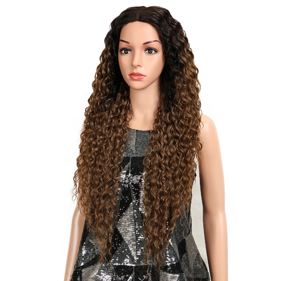 Magic Synthetic Lace Wig Wave Wigs Omber Blonde Wig High Temperature Fiber Curly Hair Wigs For Women Cosplay Lace Front Wig