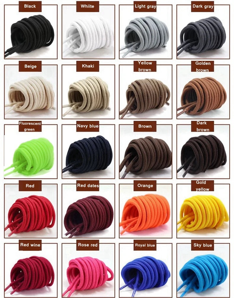 1Pair Round Solid Shoelaces Top Quality Polyester Shoes Lace Solid Classic Round Shoelace Sneakers Boots Shoes String YD-1
