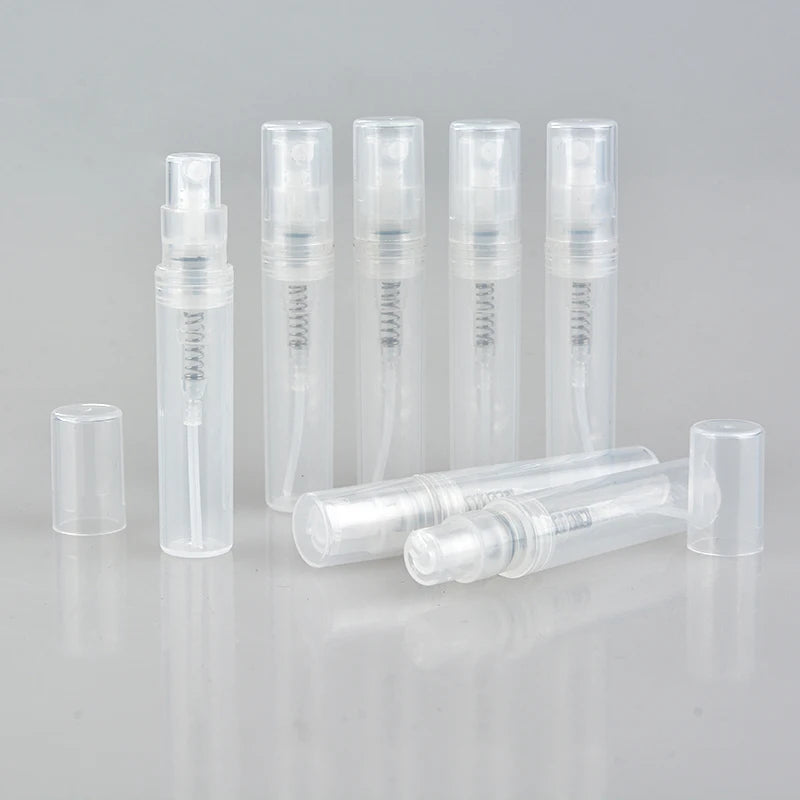100pcs/lot 2ml 3ml 4ml 5ml Small Round Plastic Containers Perfume Bottles Atomizer Empty Cosmetic Containers For Sample