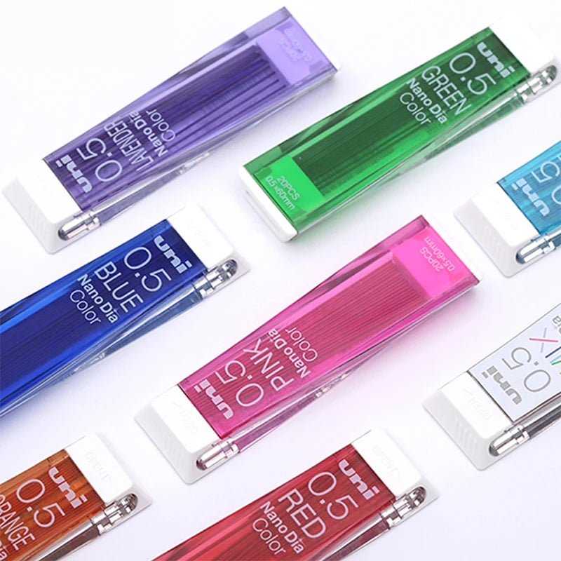 Japan Uni Nano Dia Color 0.5-202NDC Colored Mechanical Pencil Leads Refills 0.5mm Writing Supplies 202NDC Stationery