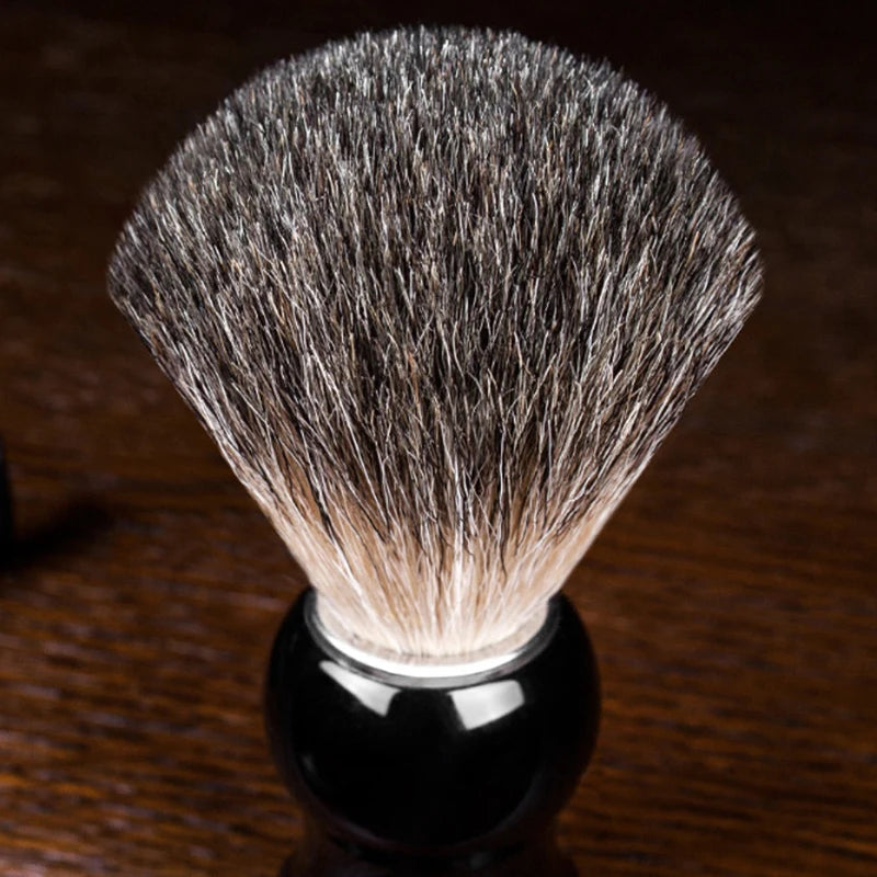 Qshave Man Pure Badger Hair Shaving Brush 100% Original for Razor Edge Safety Straight Classic Safety Razor 11.5cm x 5.2cm