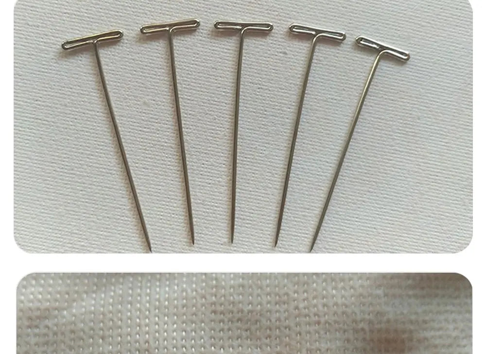 50 Pieces Wig T Pins for Holding Wigs Silver 32mm Long T-pins Styling Tools For Wig Display OLD STREET
