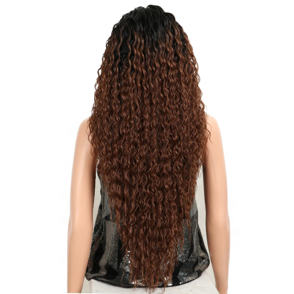 Magic Synthetic Lace Wig Wave Wigs Omber Blonde Wig High Temperature Fiber Curly Hair Wigs For Women Cosplay Lace Front Wig