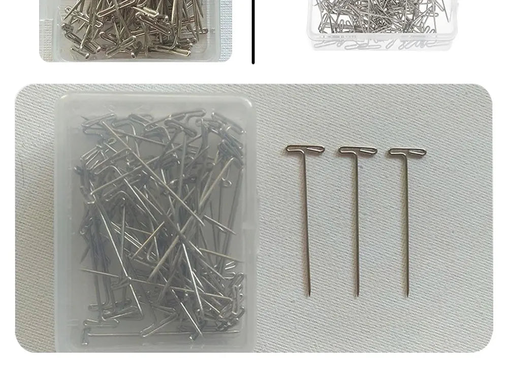50 Pieces Wig T Pins for Holding Wigs Silver 32mm Long T-pins Styling Tools For Wig Display OLD STREET