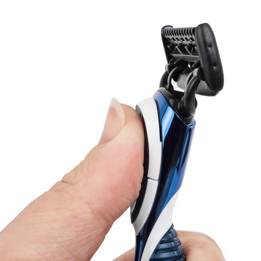QSHAVE Blue Series 5-Layer USA Blade Manual Razor Men Shaving Razor with 2 Pieces X5 Blade QSHAVE Name
