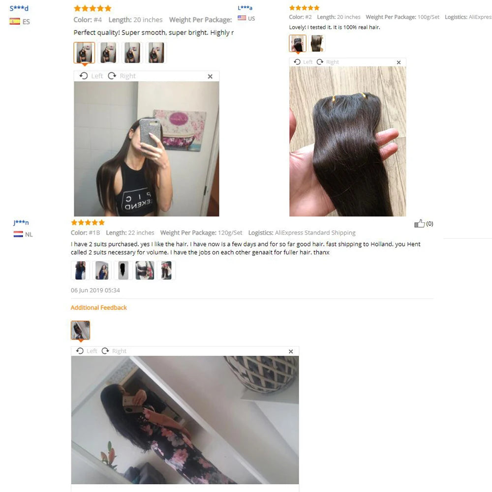 Doreen Full Head Brazilian Machine Remy Clip in Hair Extensions Human Hair 100% Real Natural Hairpiece Clips On 120G 14 To 22