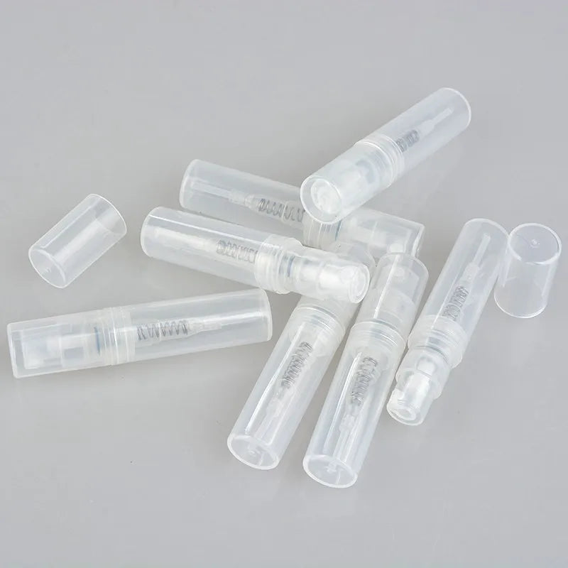 50pcs/lot 2ml 3ml 5ml Mini Plastic Spray Perfume Bottle Refillable Oil Bottles Atomizer Mini Protable Cosmetics Container