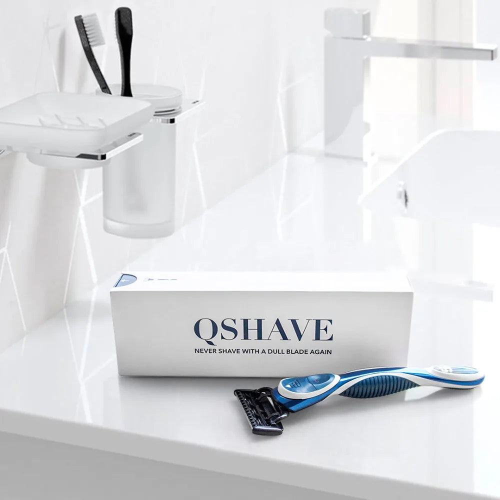 QSHAVE Blue Series 5-Layer USA Blade Manual Razor Men Shaving Razor with 2 Pieces X5 Blade QSHAVE Name