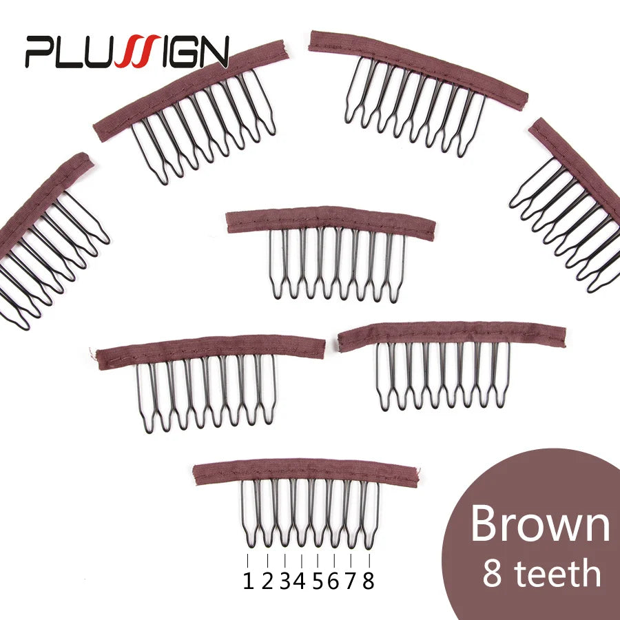 Stainless Steel Wig Combs For Wig Caps 12Pcs/Lot Factory Supply Wig Clips For Hair Extensions Best Clips For Wigs Big 8 Theeth